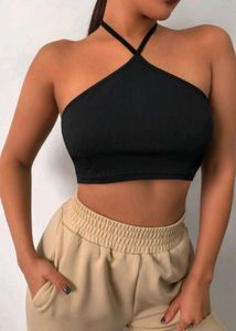 Black Halter Tie Top