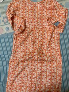 Long Floral Orange Kurta