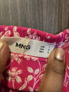 Mango Pink Floral Knee Lenght Dress