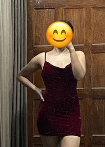 Maroon Velvet Bodycon Mini Dress