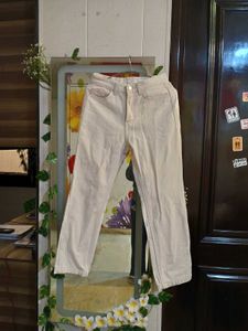 Beige Straight Leg Jeans
