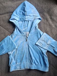 H&amp;M Baby Blue Velour Zip-up Hoodie