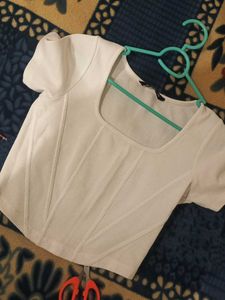 Zudio White Crop Top