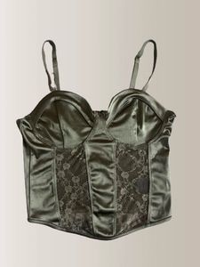 Olive Green Satin Corset Top