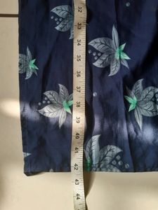 Navy Blue  Flower  Printed  Crepe Kurti