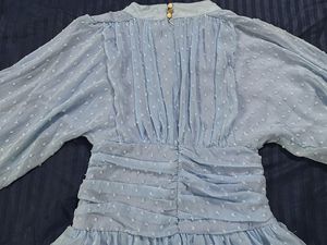 Blue Ruffle Mini Dress