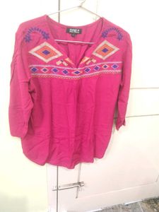 Pink Embroidered Top