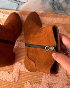 Solid Brown Suede Boots