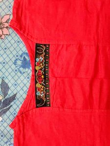Red Embellished Top