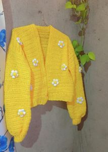 Crochet Butter Yellow Cardigan 🎀💛