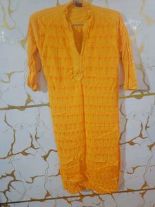 Yellow Embroidered Kurta