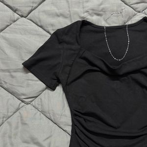 Black cowl neck tee