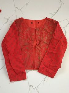 Bright Red Colour Kurta With Jacket