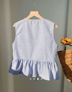 Blue Ruffle Tank Top
