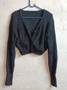Trendy Winter Fashion Cropped Cardigan Black 🖤