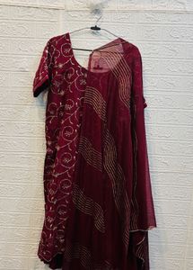 🇮🇳 Maroon Embroidered  Heavy Kurta Set