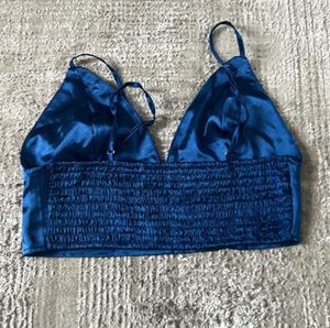 Blue Satin Bralette Top