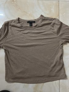 Forever 21 Ribbed Brown Crop Top