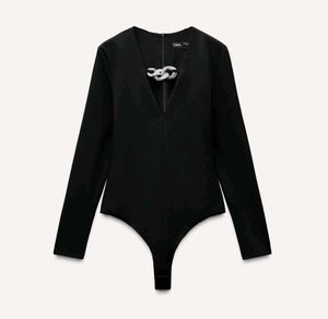 ZARA Embellished Bodysuit with Shoulder Pads