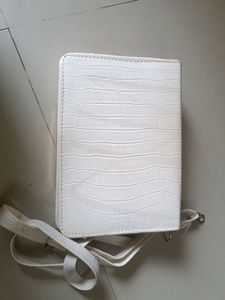 White Croc Embossed Crossbody Bag