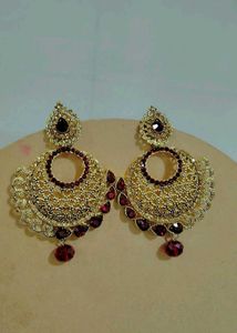 Maroon And Gold Earrings