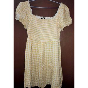 COMBO Yellow gingham &amp; Purple Ribbed Crop Top