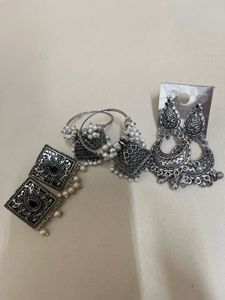 Silver Oxidized Earrings Set🖤