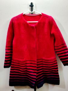 premium imported red and black striped knit cardig