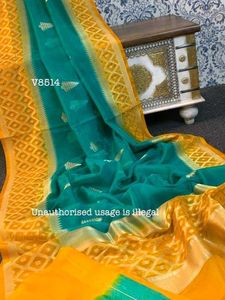 Banarasi Organza Golden Zari Saree Handloom