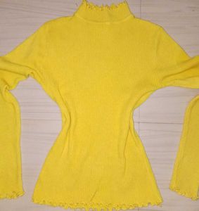 Yellow Ruffle Neck Top