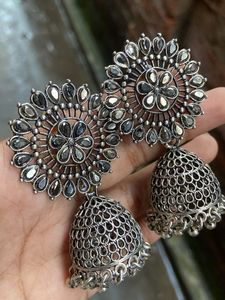Oxidized Jhumka Earrings