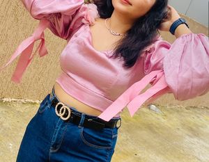Pink Satin Crop Top