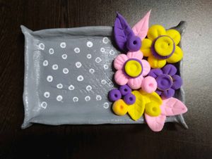 Handcrafted Clay Floral Trinket Dish