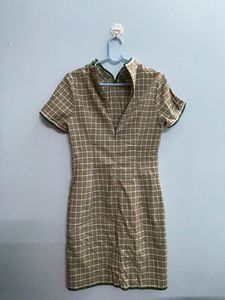 Vintage Inspired Plaid Cheongsam Dress