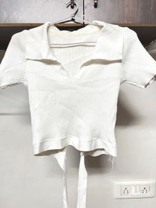 White Ribbed Tie-Back Top🤍🤍