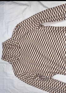 Winter Polo Neck Side Cut Out Checkered Top