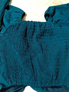 Teal Ruched Long Sleeve Top