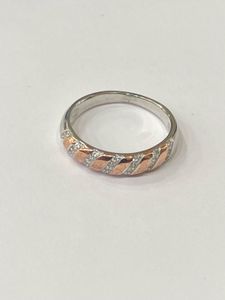 925 Rose Gold &amp; Silver Twisted AD Ring