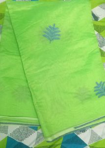 Fluorescent Cotton Green Saree