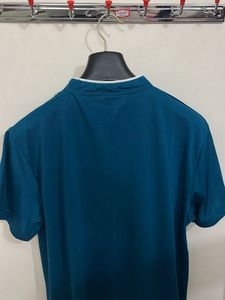 Stylish Blue Mandarin Collar Shirt