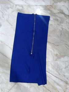 Blue Zipper Mini Skirt