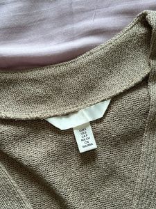 Tan H&amp;M V Neck Knit Top
