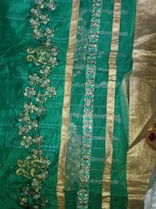 Green &amp; Gold Embroidered Dress