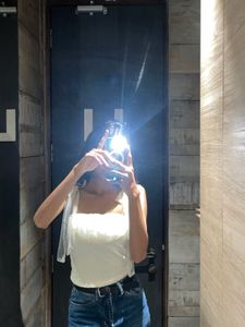 White Tie-Shoulder Top🤍