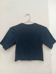 Dark blue ribbed crop top