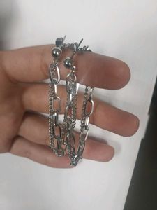 Silver Tone Chain Drop Earrings