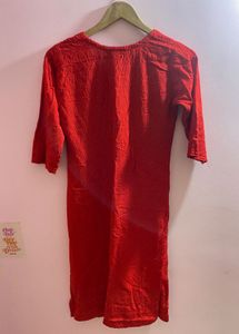 Red Textured Tunic Dress