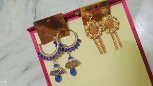 Combo Of Two Earrings Blue And Golden