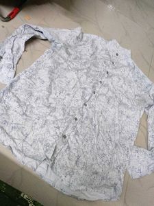 Patterned White Men's Shirt