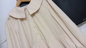 new Beige Collared Midi Dress